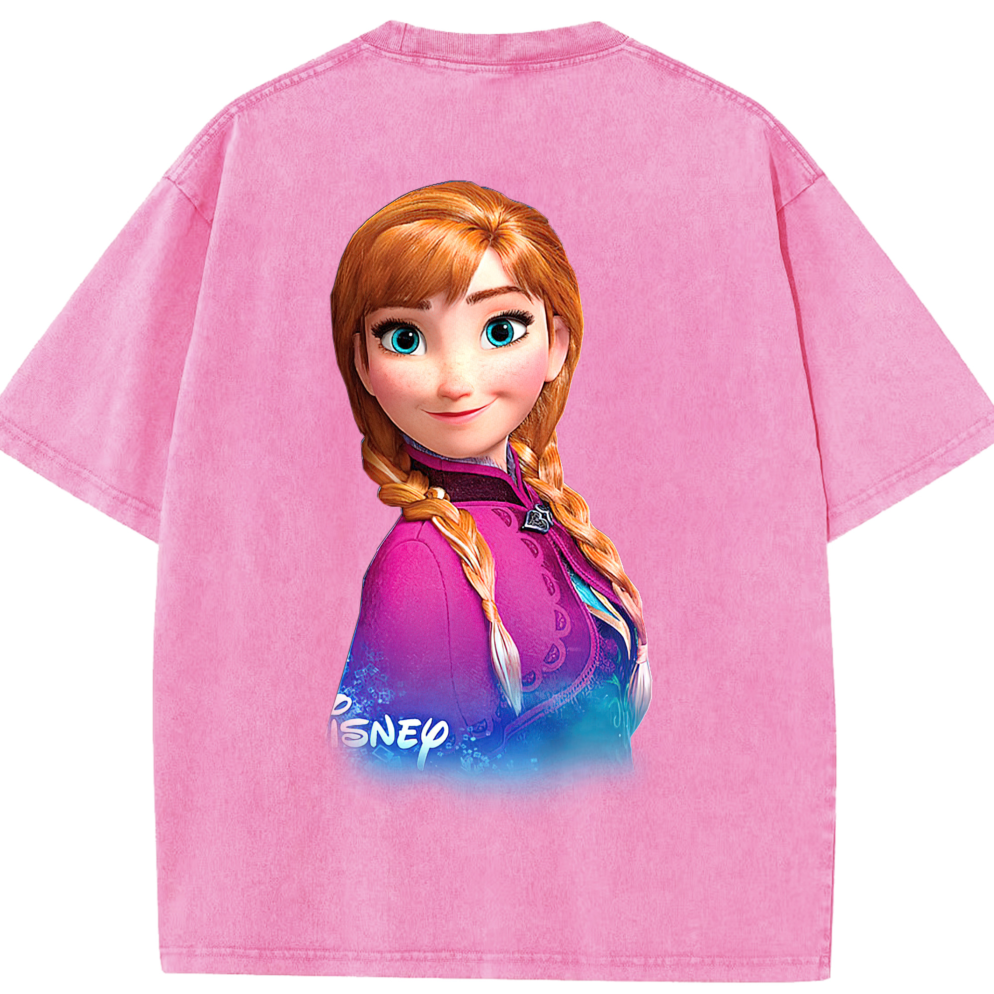 （画像用） アナと雪の女王 アンナ エルサ Frozen Anna Elsa 綿100% ヴィンテージ風 半袖Tシャツ（背面プリント）